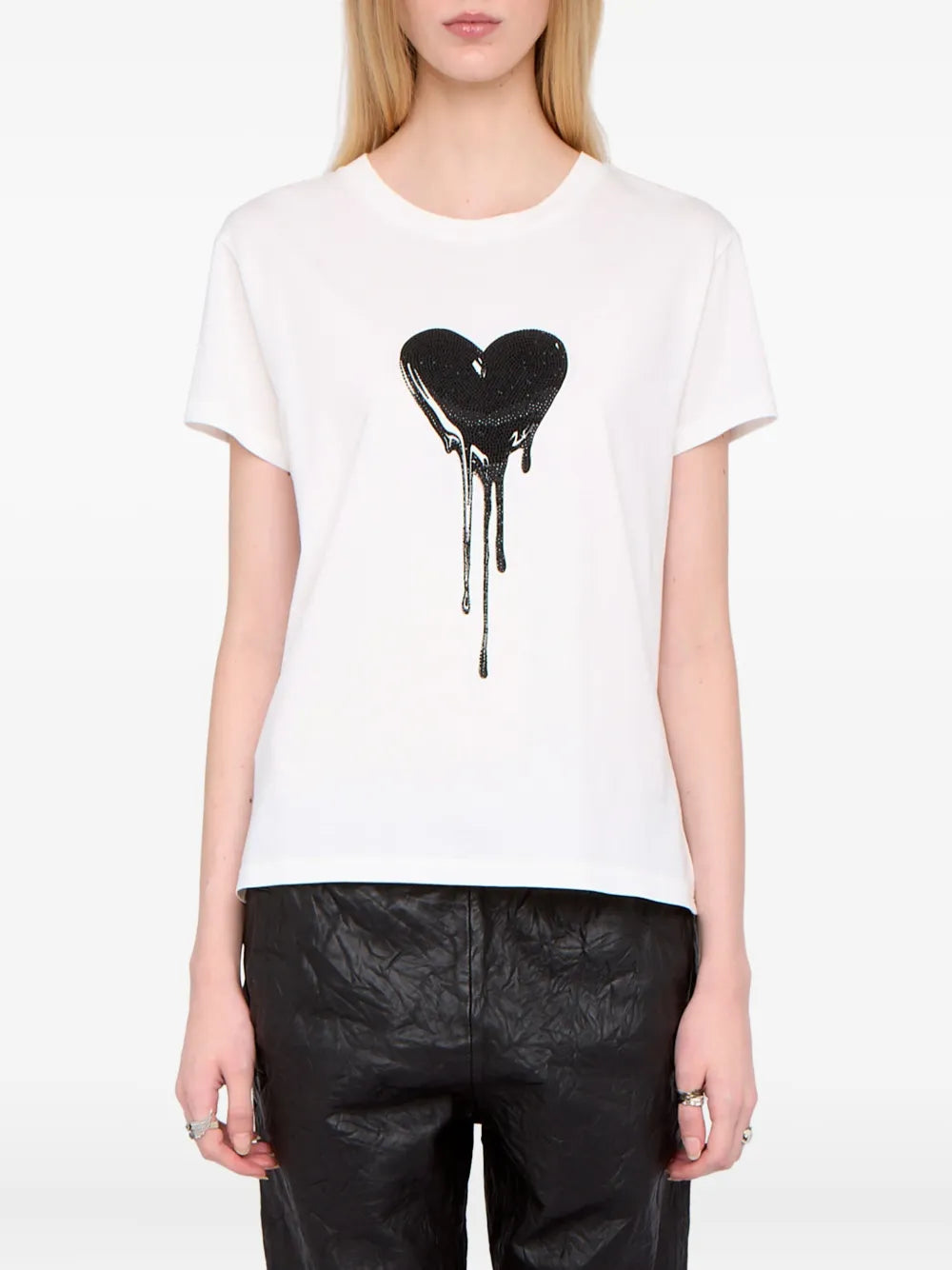 WALK FLOWING HEART STRASS TSHIRT