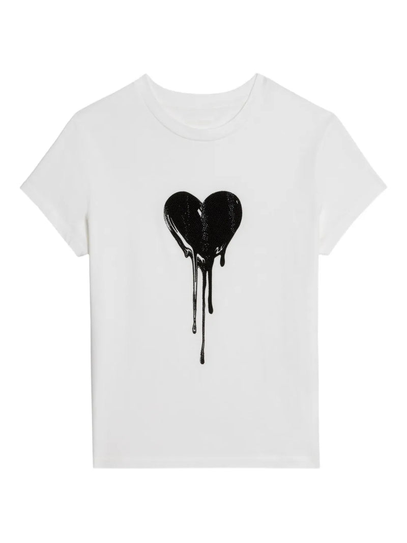 WALK FLOWING HEART STRASS TSHIRT