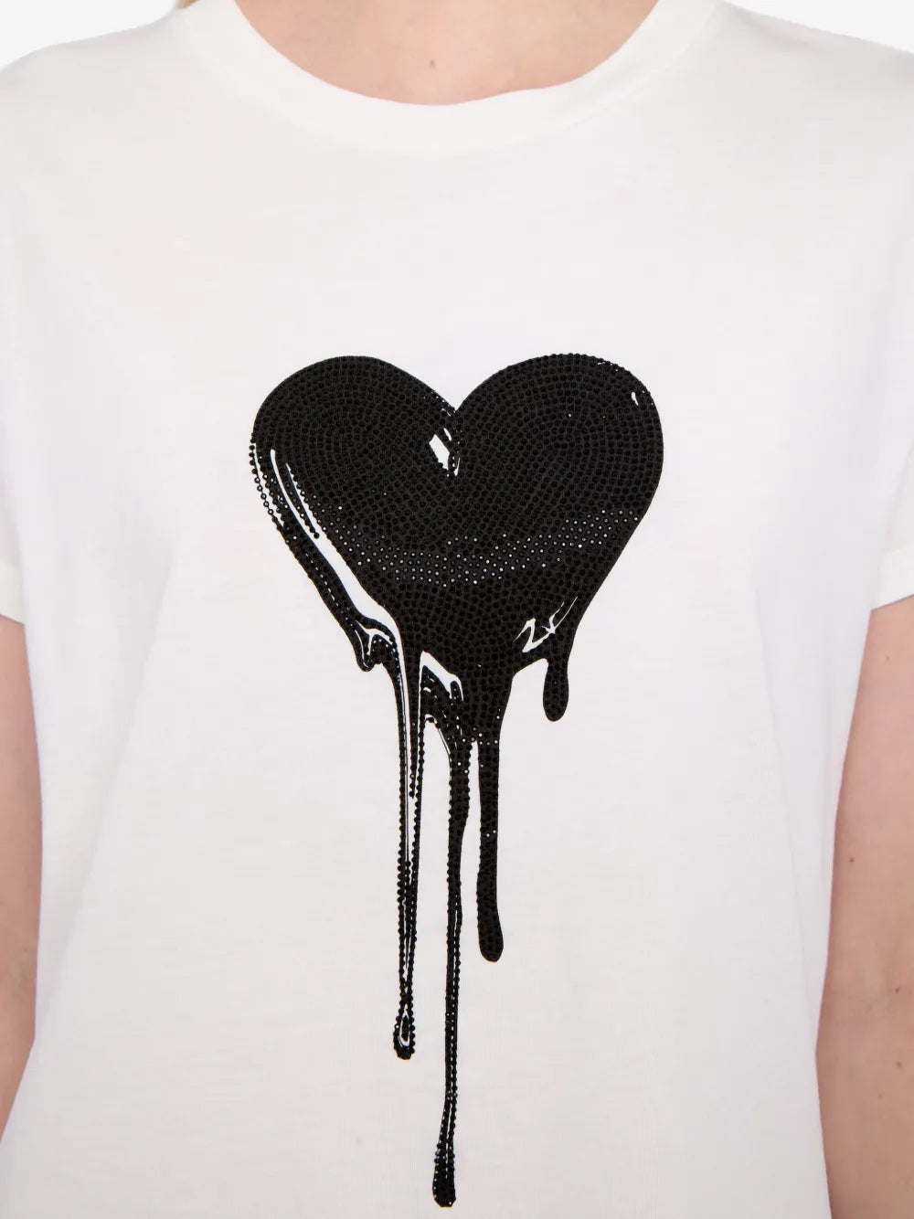 WALK FLOWING HEART STRASS TSHIRT