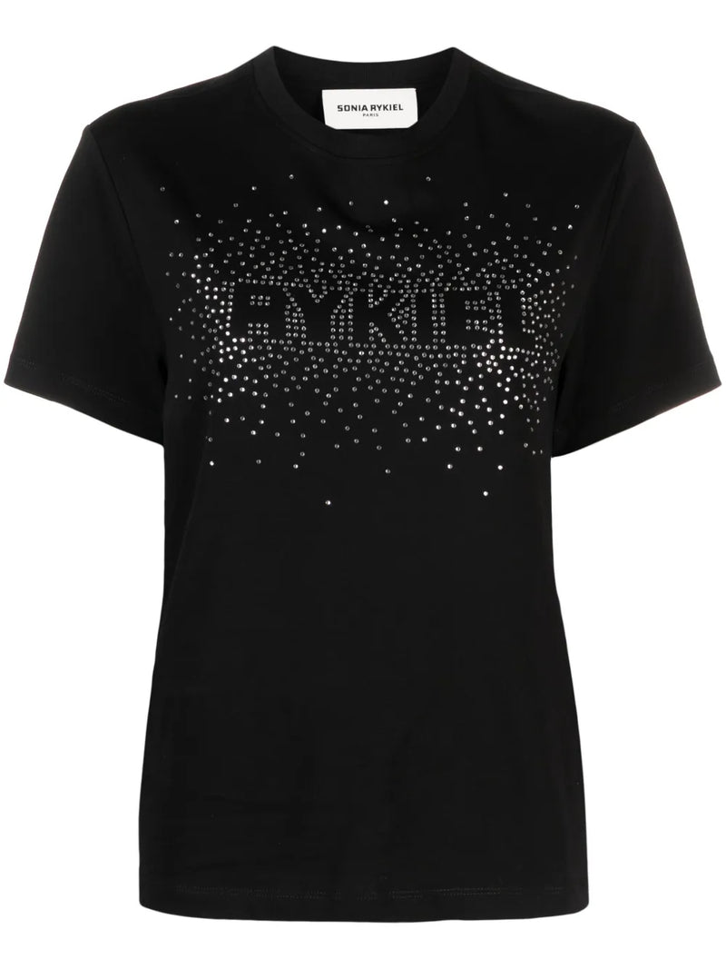 Beaded-Logo Black T-Shirt