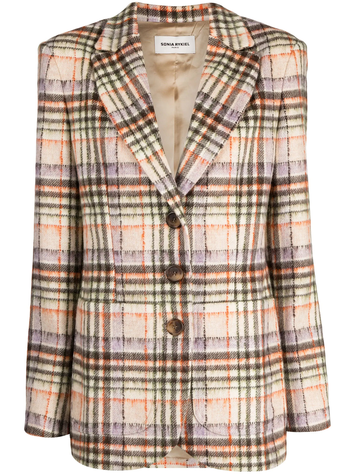 Check-Pattern Ecru/Lilac Blazer