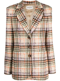 Check-Pattern Ecru/Lilac Blazer