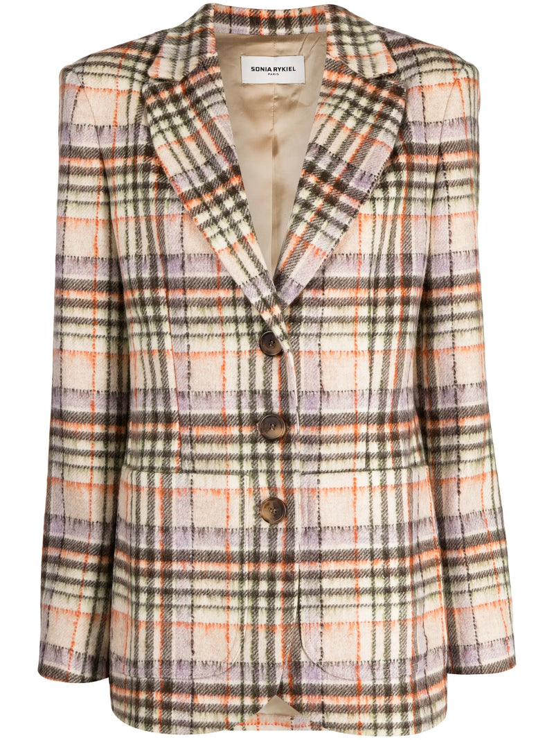Check-Pattern Ecru/Lilac Blazer