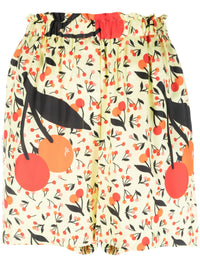 Cherry-Print Yellow Shorts