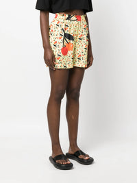 Cherry-Print Yellow Shorts