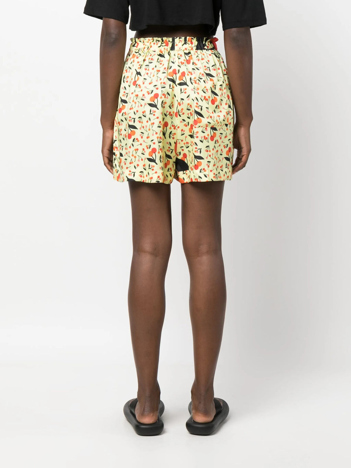 Cherry-Print Yellow Shorts