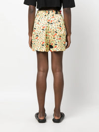 Cherry-Print Yellow Shorts