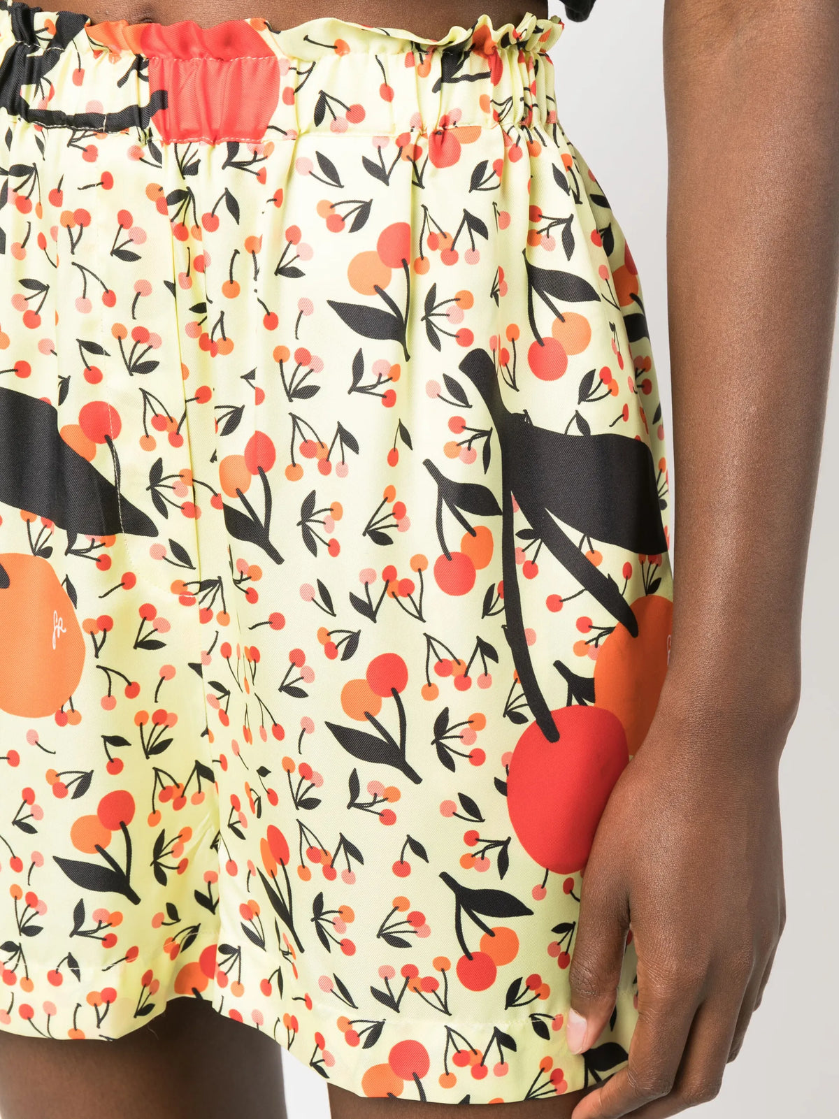 Cherry-Print Yellow Shorts