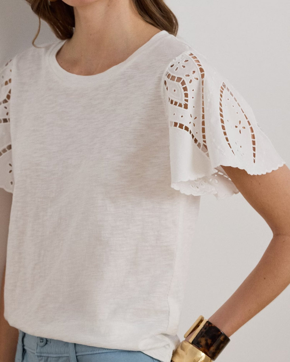 Cotton Slub Jersey-Knit Pullover Top