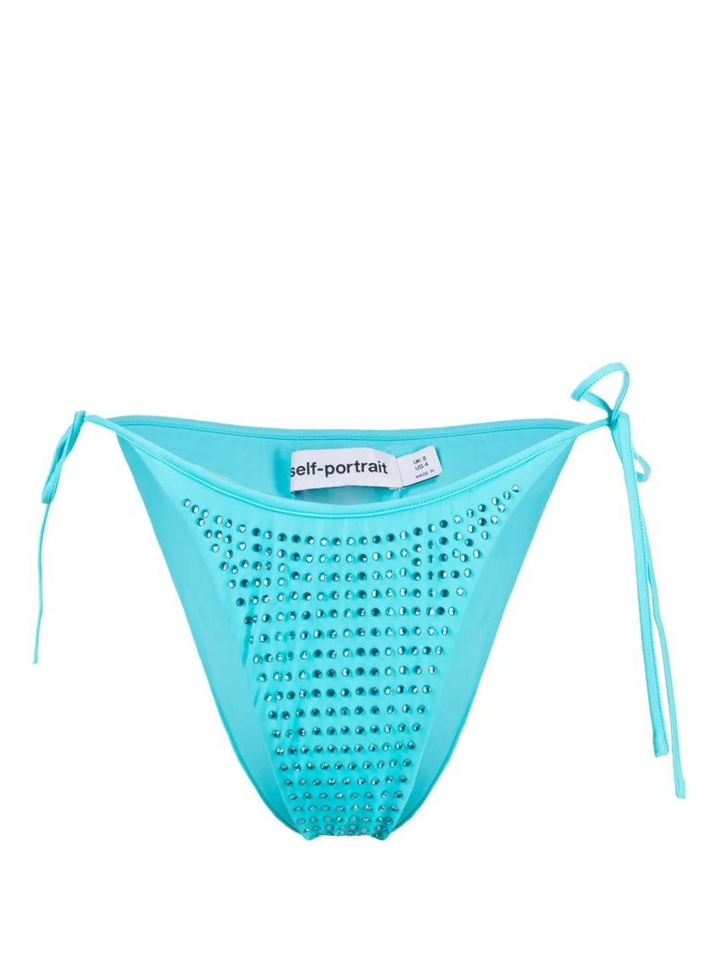 Crystal-Embellished Blue Bikini Bottoms