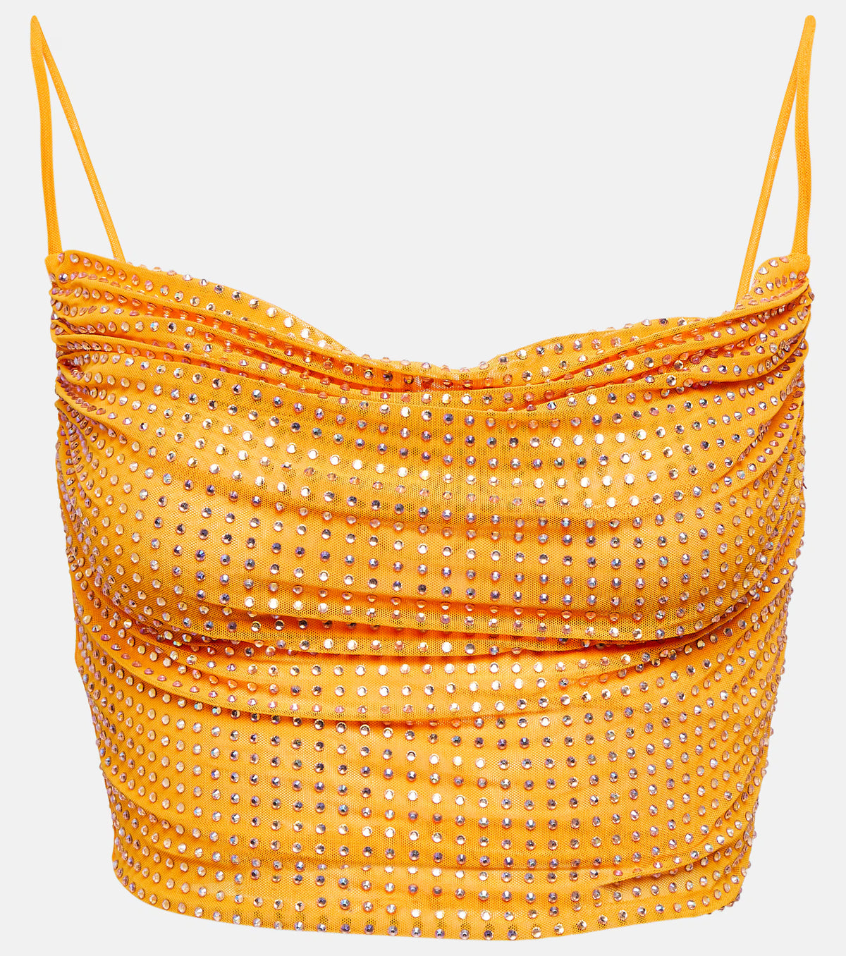 Crystal-Embellished Orange Crop Top