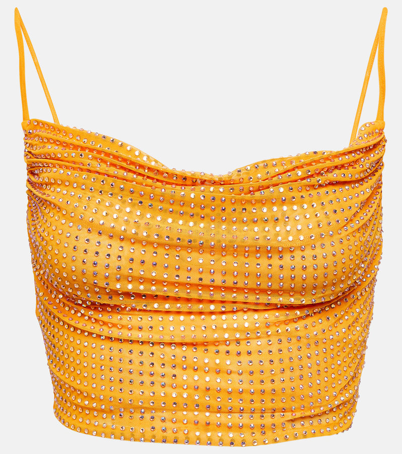 Crystal-Embellished Orange Crop Top