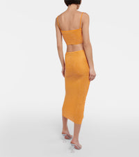 Crystal-Embellished Orange Crop Top