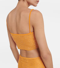 Crystal-Embellished Orange Crop Top