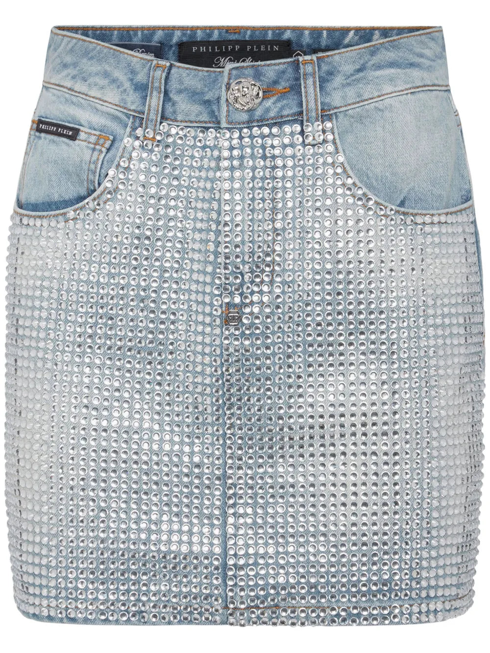 Crystal-Embellished Blue Miniskirt