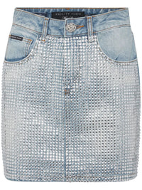 Crystal-Embellished Blue Miniskirt