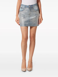 Crystal-Embellished Blue Miniskirt