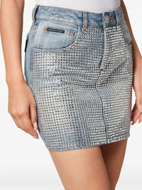 Crystal-Embellished Blue Miniskirt