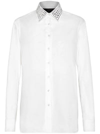 Crystal Embellished-Collar White Shirt