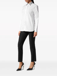 Crystal Embellished-Collar White Shirt