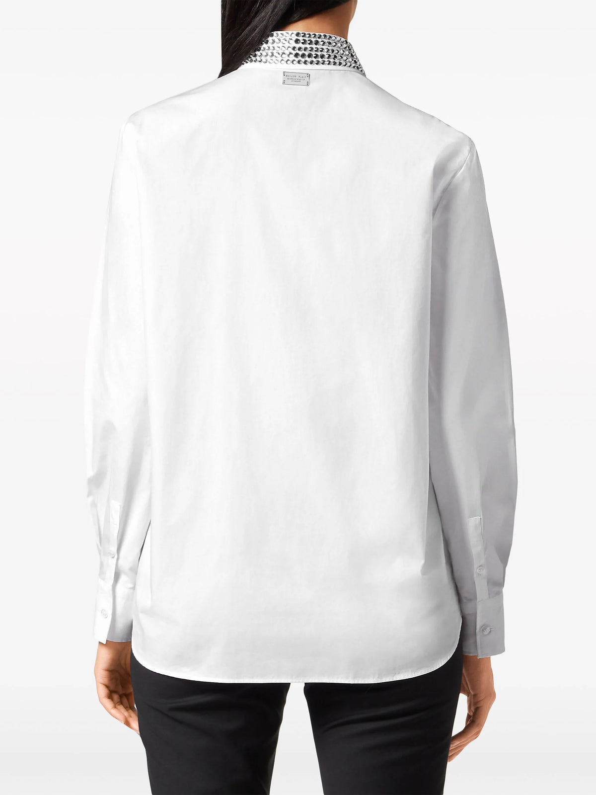 Crystal Embellished-Collar White Shirt