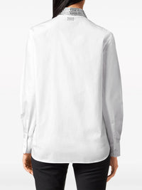 Crystal Embellished-Collar White Shirt