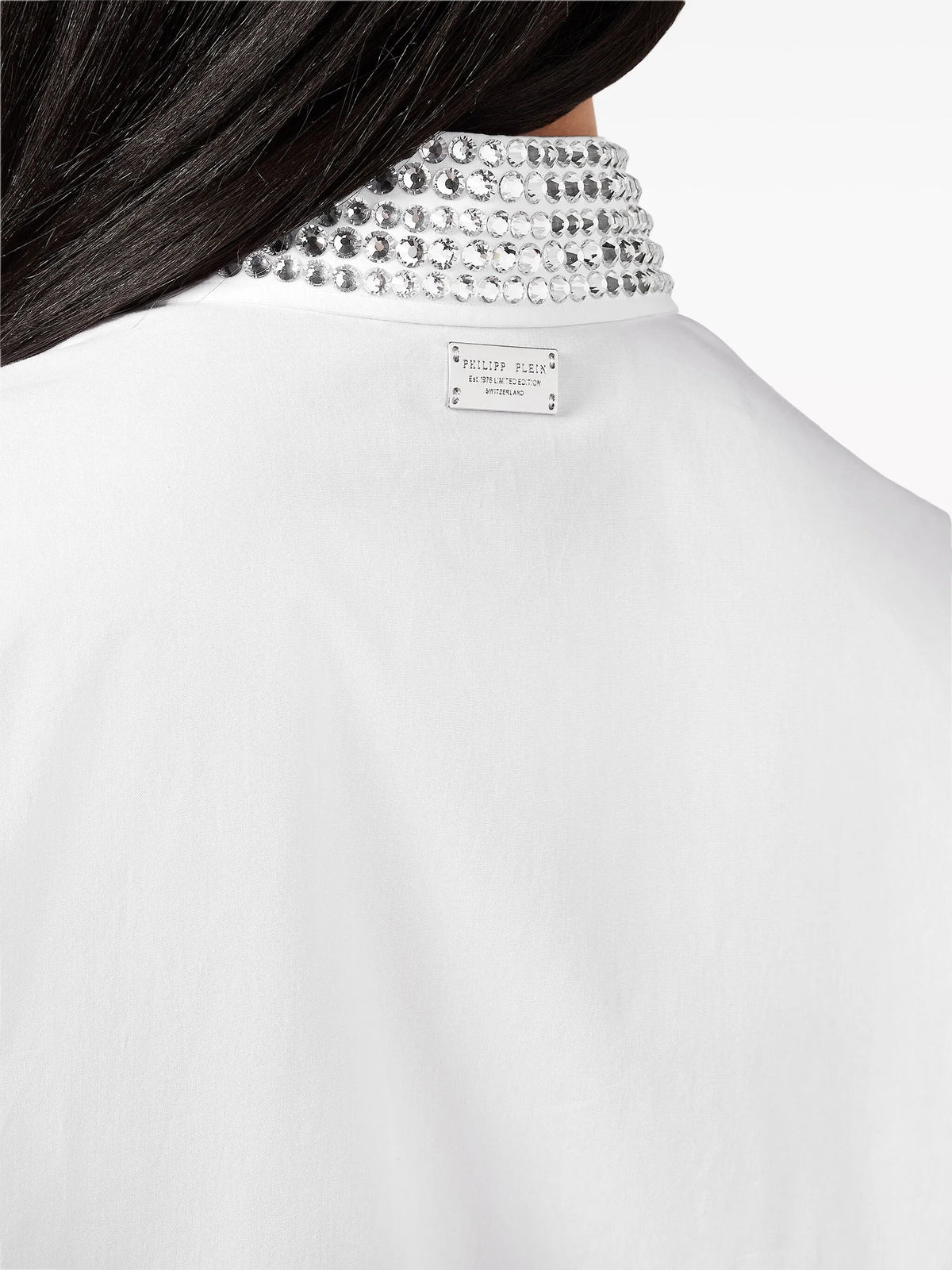 Crystal Embellished-Collar White Shirt
