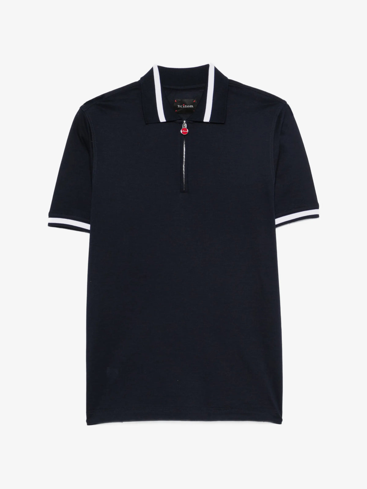 Fine-Ribbed Cotton Zip-Fastening Polo Shirt
