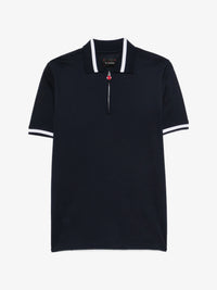 Fine-Ribbed Cotton Zip-Fastening Polo Shirt