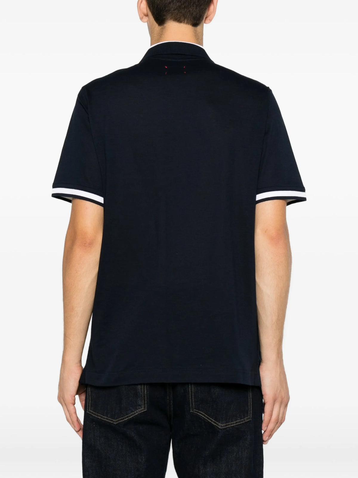 Fine-Ribbed Cotton Zip-Fastening Polo Shirt