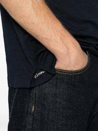 Fine-Ribbed Cotton Zip-Fastening Polo Shirt