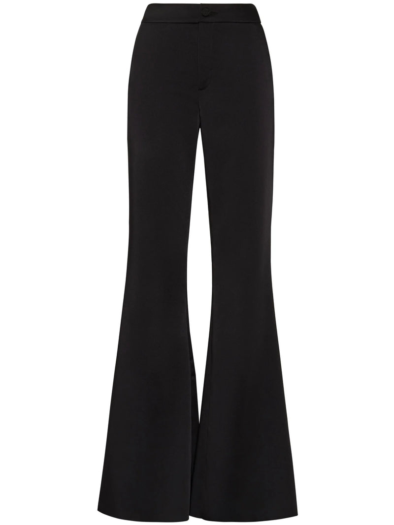 Flared Satin Black Trousers