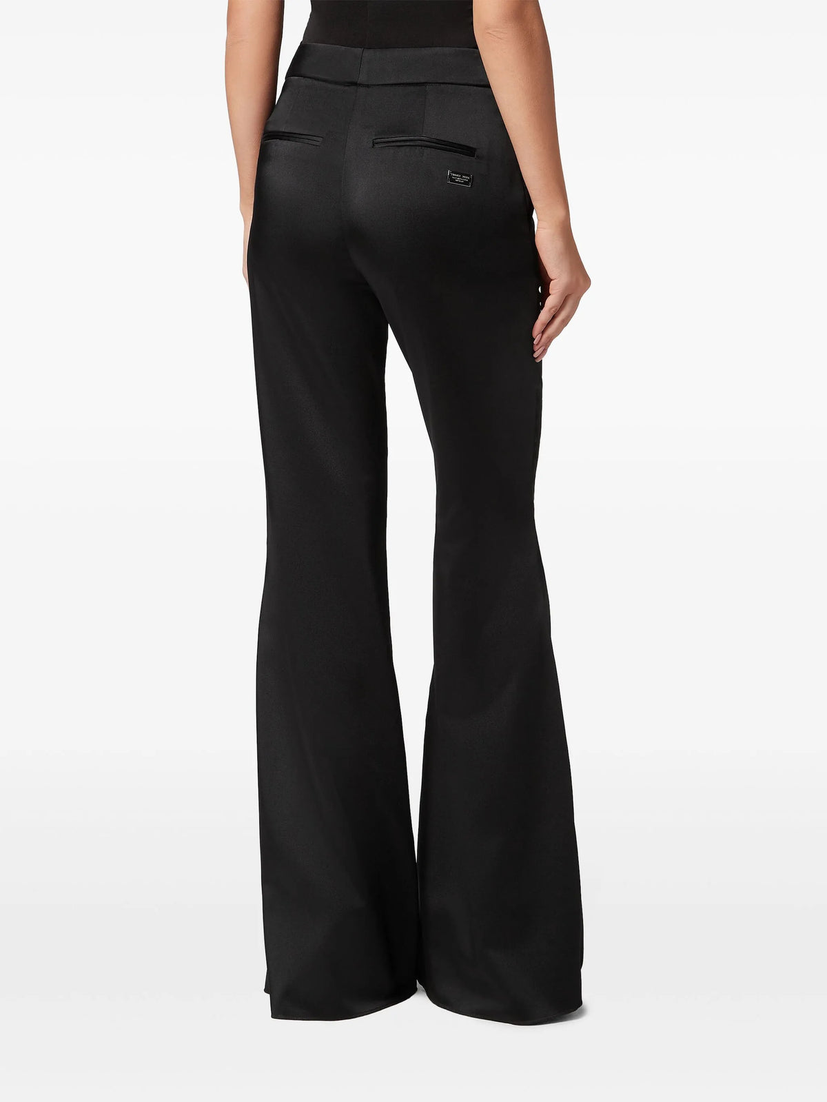 Flared Satin Black Trousers