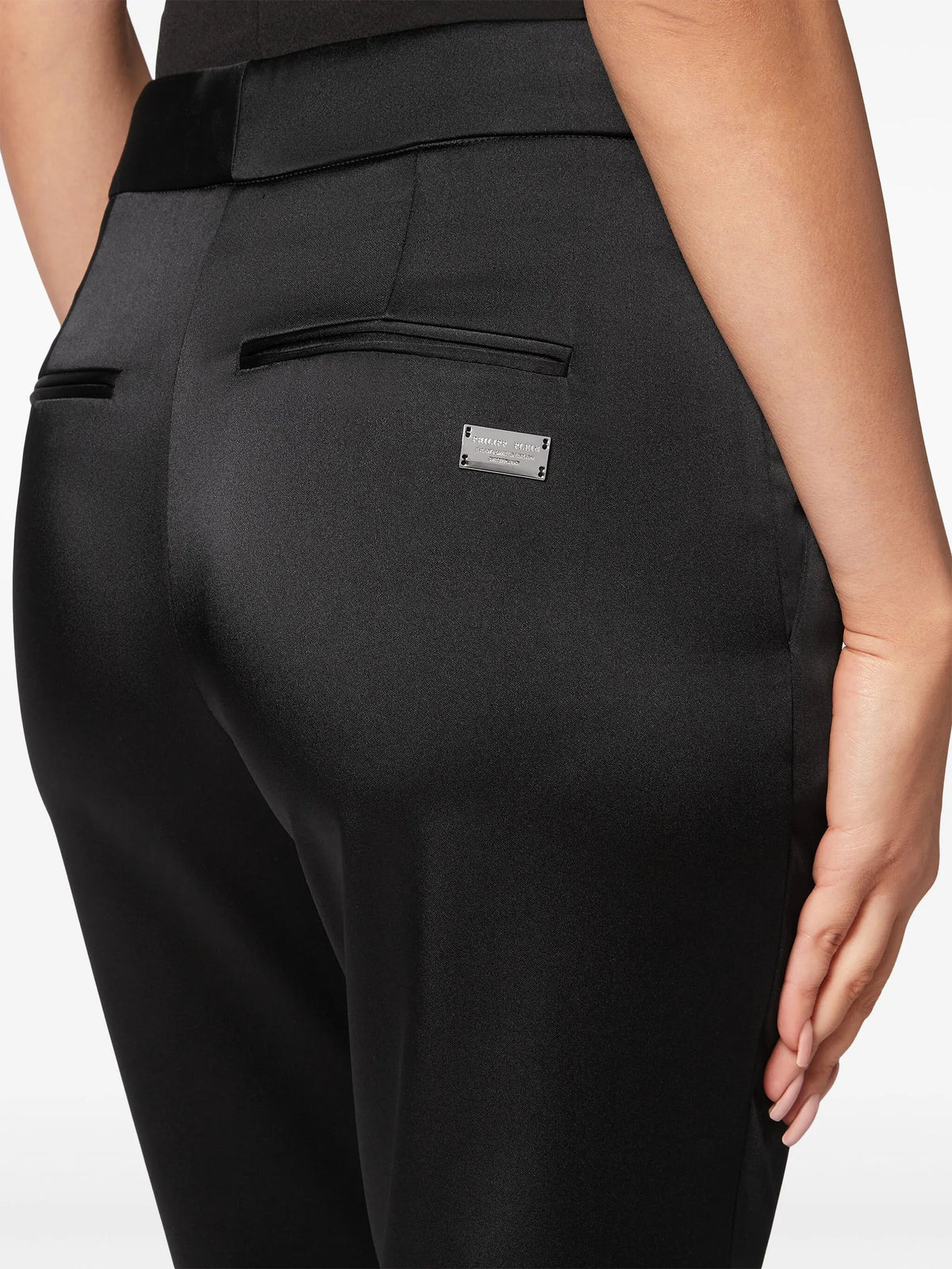 Flared Satin Black Trousers