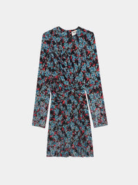 Floral-Print Black Minidress