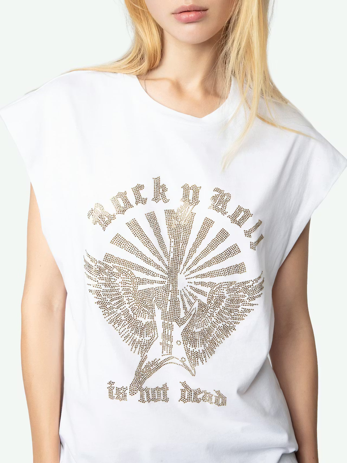 Guitar Wings Strass White Tshirt