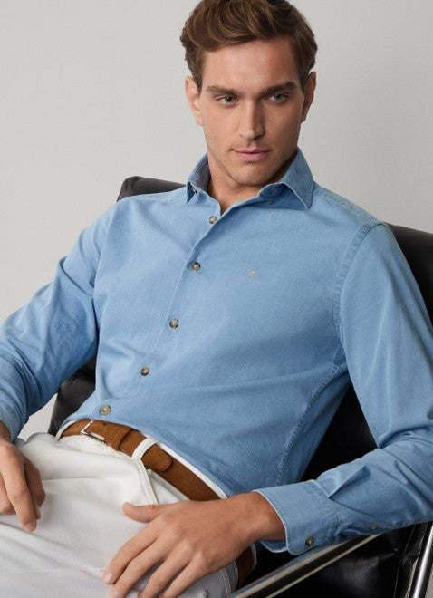 Tailored Fit Light Blue Denim Shirt