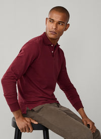 Slim fit long sleeve pique polo