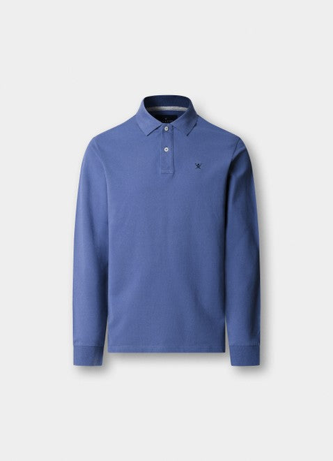 Slim fit long sleeve pique polo