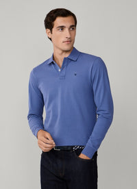 Slim fit long sleeve pique polo