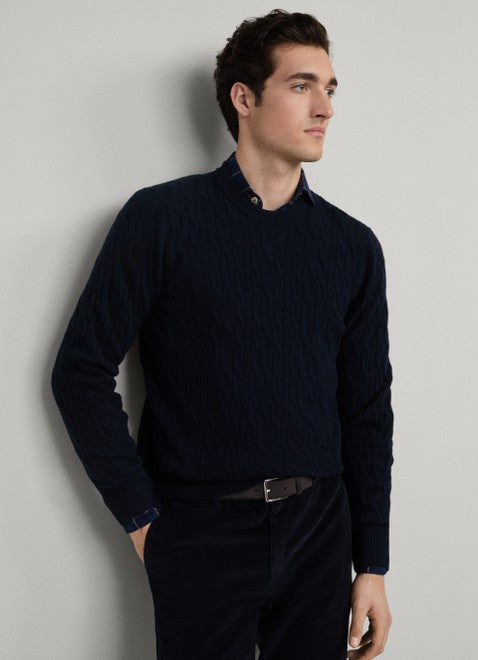 Lambswool Cable Crew-Neck Jumper