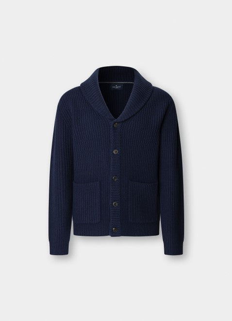 Merino Wool Ribbed Shawl Cardigan