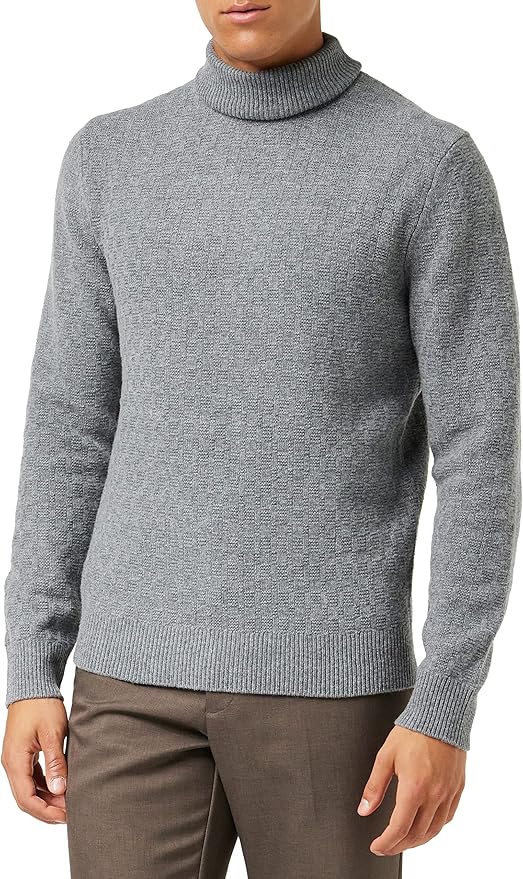 H Stitch Roll Neck Navy Sweater