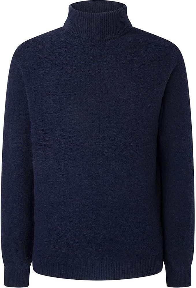 H Stitch Roll Neck Navy Sweater