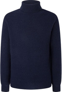 H Stitch Roll Neck Navy Sweater
