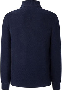H Stitch Roll Neck Navy Sweater