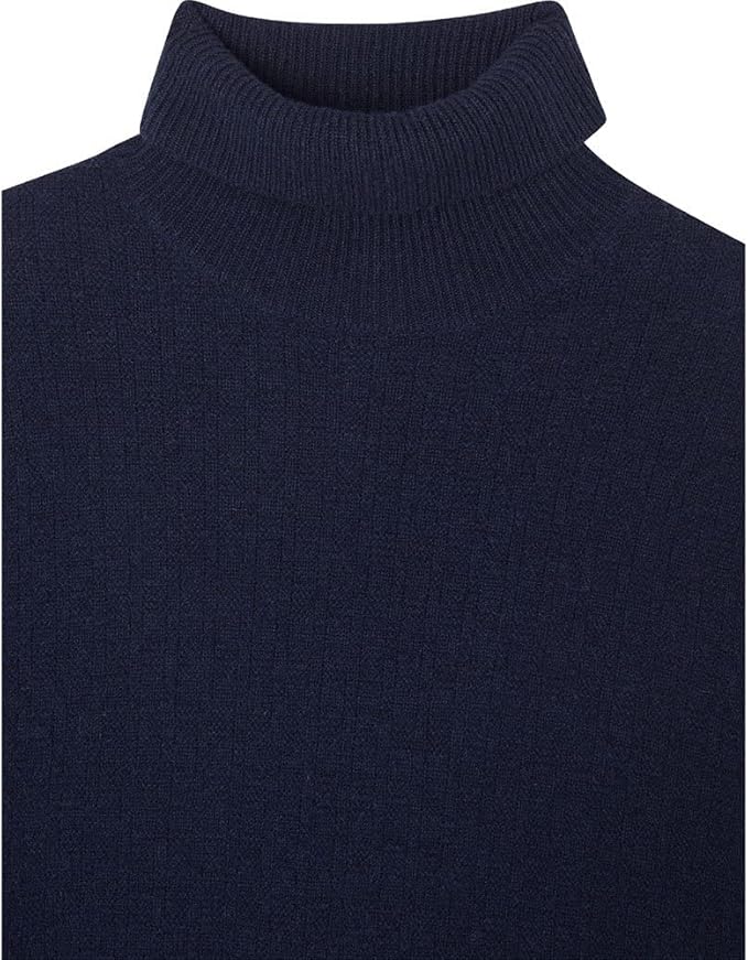 H Stitch Roll Neck Navy Sweater