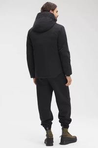 Hooded Feather-Down Black Jacket