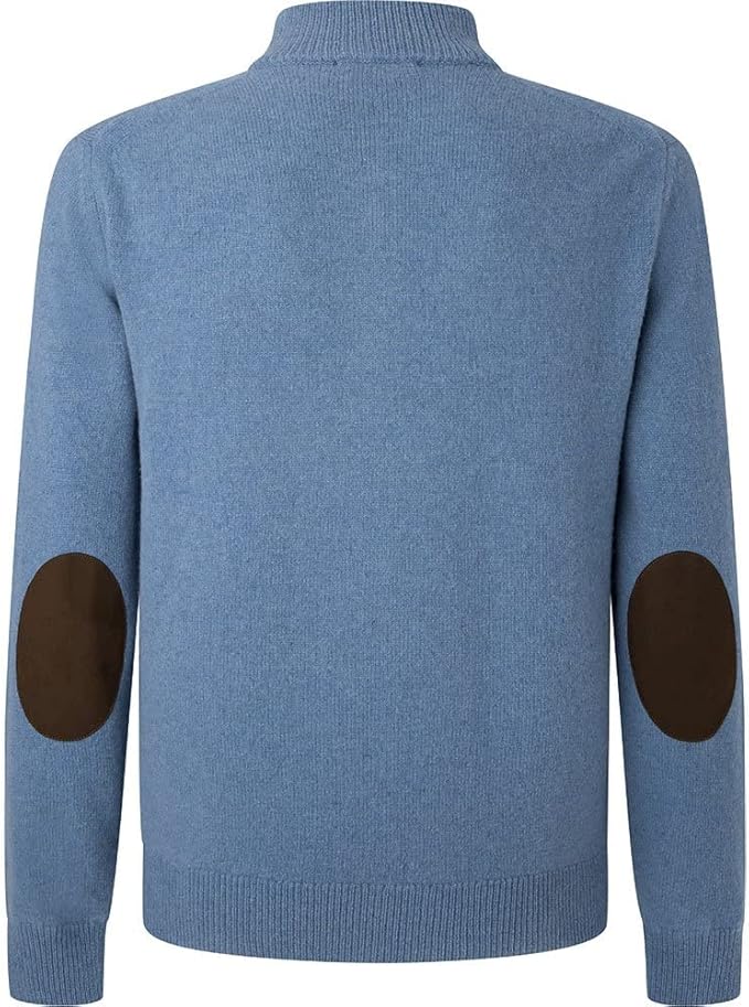 Lambswool Fzip Blue Knitwear