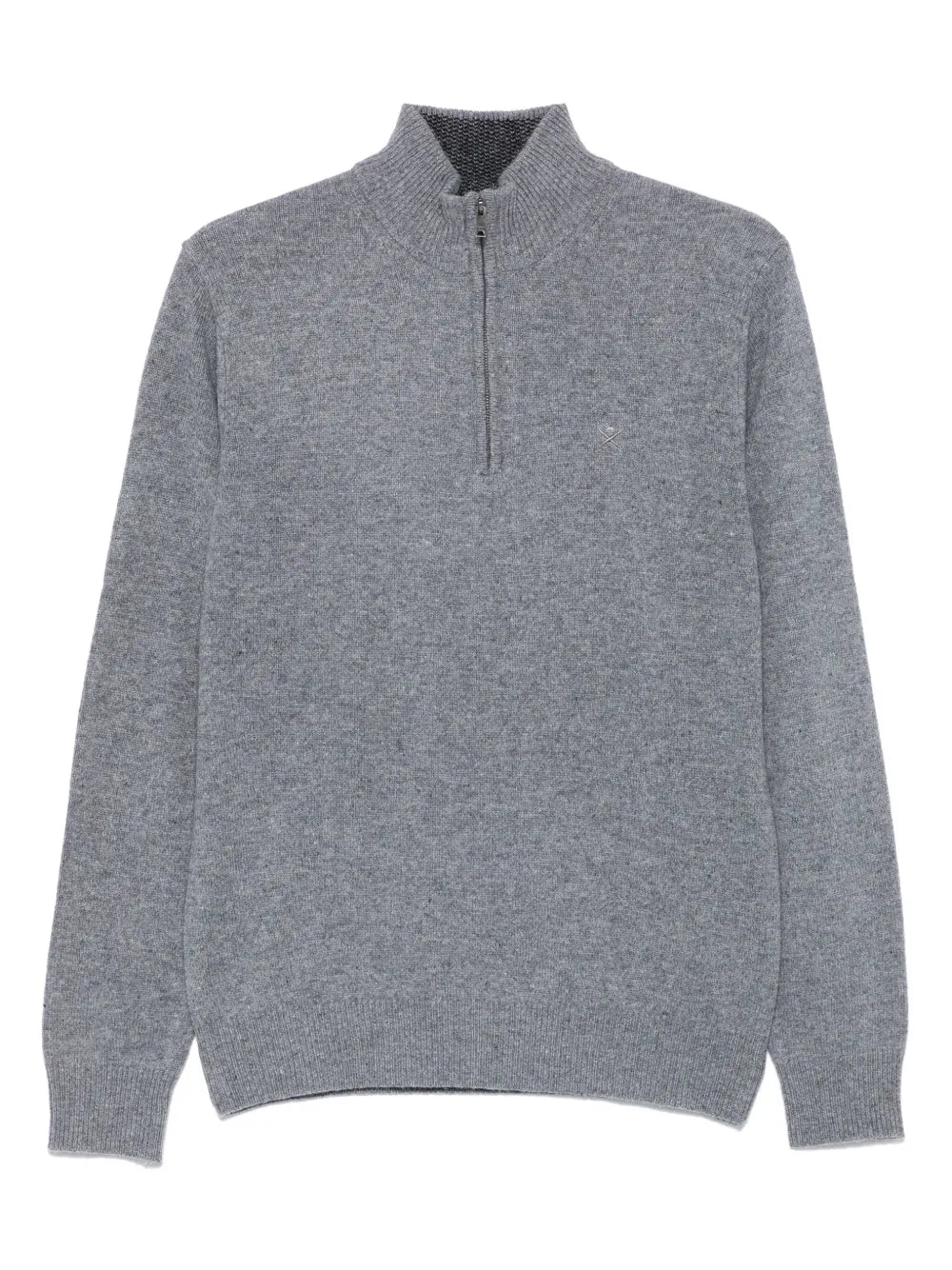 Lambswool Fzip Blue Knitwear